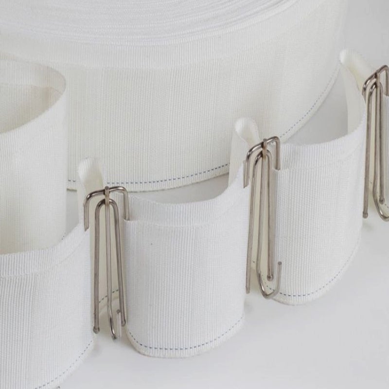 MJMP Pleat Tape for Curtain Heading Vintage Style Small Size with 10 Pcs Stainless Steel 4 Prong Curtain Pleat Hook Clip (6Yard 10 Pack, White) - Image 4